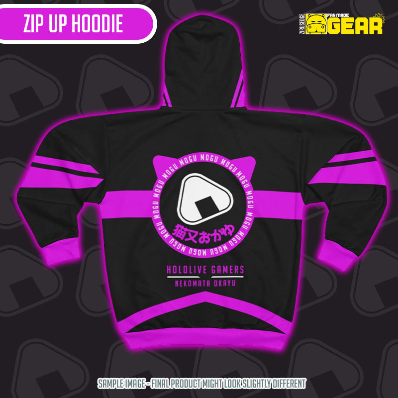 Hololive Gamers- Nekomata Okayu "Dark Mode' Zip Up Hoodie