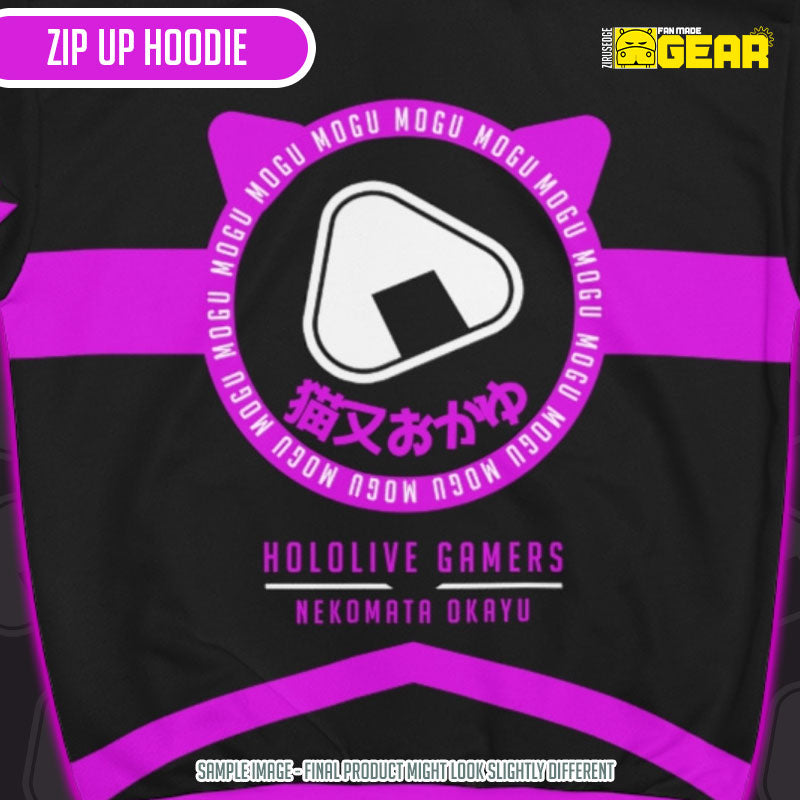 Hololive Gamers- Nekomata Okayu "Dark Mode' Zip Up Hoodie